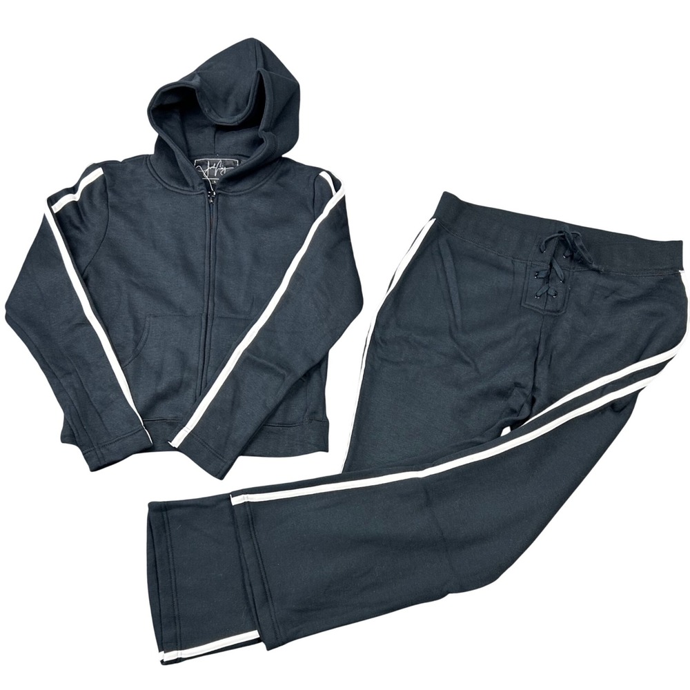 Jordan Craig Vintage Black Athletic Tracksuit Hoodie Pants‎ Set L Full Zip